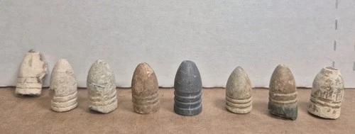 Vintage Collection Of 8 Civil War Bullets - 6 "3 Ring" 2 "2 Ring"
