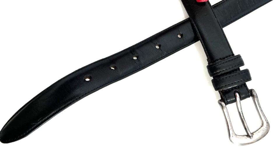 Cinturón de cuero COACH 5900 años 90 talla 36 negro tono plata hebilla hecho en EE. UU. EN MUY BUEN ESTADO Foto 4 de 4