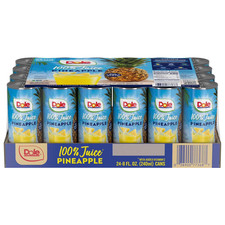 Dole 100 Pineapple Juice 24 Cans x 8 fl oz With Vitamin C