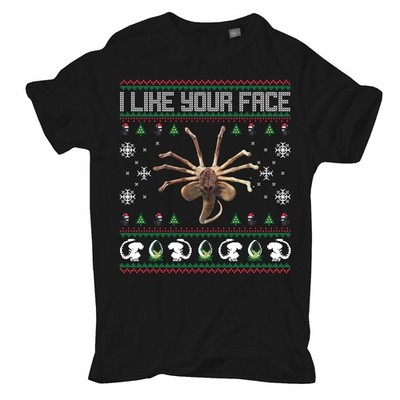 Herren TShirt Weihnachten Xmas Alien I like your face ugly horror funshirt