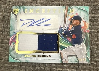 2025 TOPPS INCEPTION DALTON RUSHING ROOKIE AUTO PATCH GOLD SP #/75 DODGERS