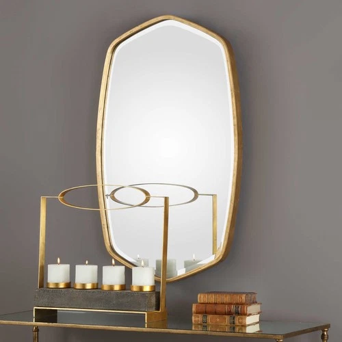 UTTERMOST 9382 DURONIA ANTIQUED GOLD LEAF HAND FORGED METAL FRAME VANITY MIRROR - Picture 6 of 8