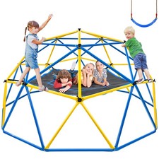 10FT Dome Climber with Hammock and Swing Outdoor Jungle Gym for Kids 3-12 800LBS