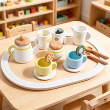 12 Pieces Pretend Afternoon Tea Set Soft Pastel Colors Toy Tea Set Sturdy