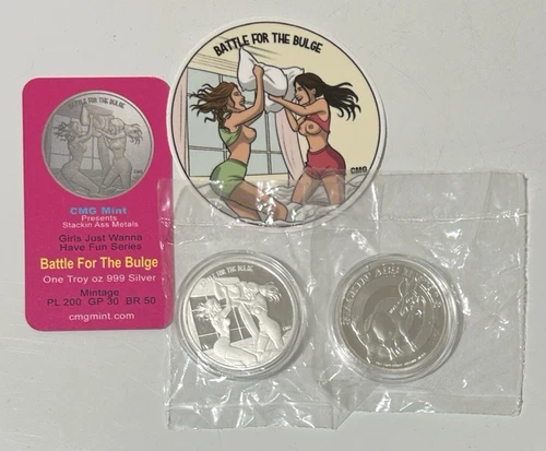 2025 CMG Mint Battle for the Bulge 1 Oz .999 Silver Proof Round W COA & Sticker