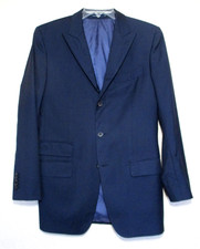 Suitsupply Washington Jacket 42L Blue Wool Three Button Vitale Barberis Canonico