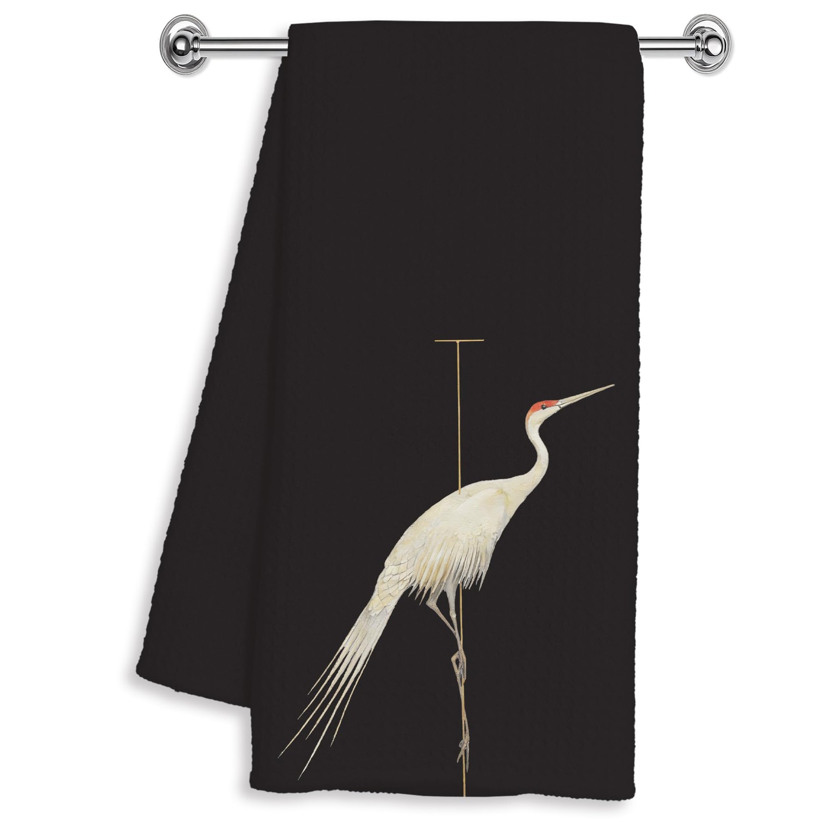 Minimalist Japanese Crane Bird Hand Dish Tea Towels for Kitchen Bathroom Deco...