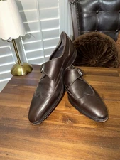 Canali Monk Strap Dress Casual Shoes Mens Brown Leather loafers EU 42.5 Us 9.5