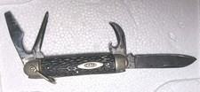 Vintage Case XX 640045R Scout Camp Knife Black Jigged Bone Pre-1965