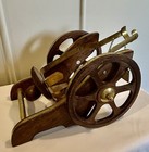 Vintage COURVOISIER Cognac Cannon Bottle Holder Display Napoleon Wood Brass Name — photo 3