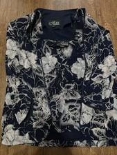 Alex Evenings 2-Piece Jacket  Top Set Navy/Silver Floral Jacquard M