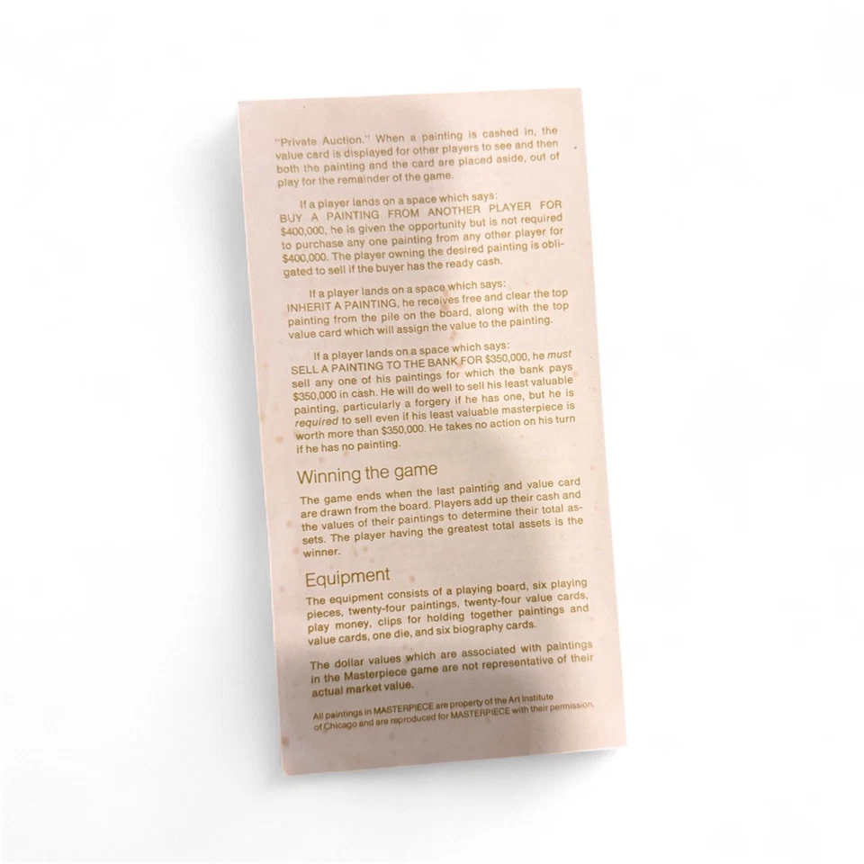 Juego de mesa de colección Obra maestra The Art Auction Parker Brothers 1970 - COMPLETO Foto 4 de 4