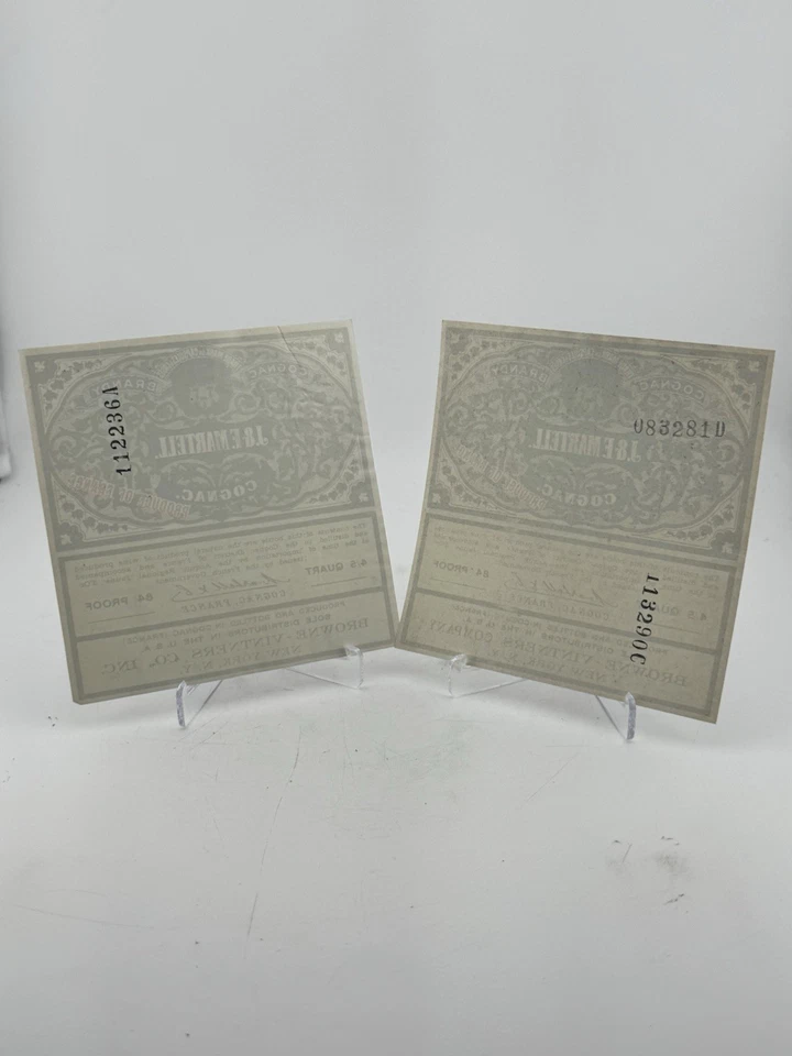 A Pair Of Vintage J&F Martell Cognac Brandy Labels From France 4 1/2 X 4 1/2 - Image 3 of 4