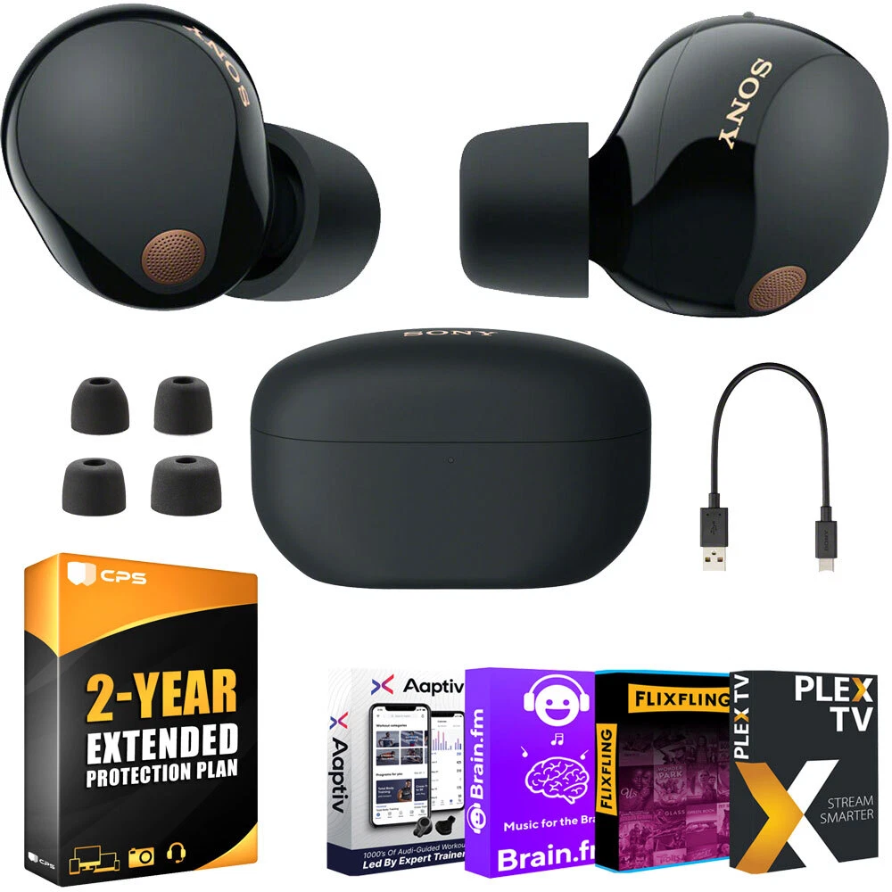 Sony WF-1000XM5 Noise Canceling Wireless Earbuds (Black) Bundle w