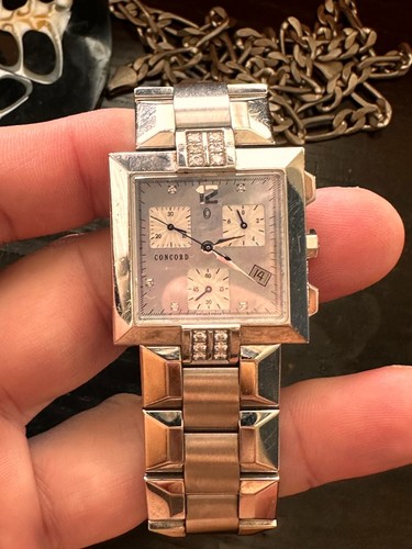 Women's Concord La Scala Diamond Bezel Mother of Pearl Swiss Chronograph Watch