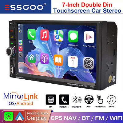 Apple CarPlay/Android Auto 7'' Double DIN Car Stereo Radio Head Unit Touch Screen