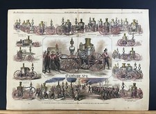 1865 THE STEAM FIRE-ENGINES IN NEW YORK by A. BERGHAUS HAND-COLORED 22”x 16”