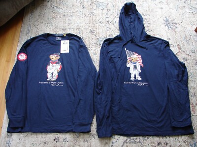 (2) RALPH LAUREN OLYMPIC SHIRTS HOODIE 2018 & LONG SLEEVE 2022 SIZE XL ~ NWT