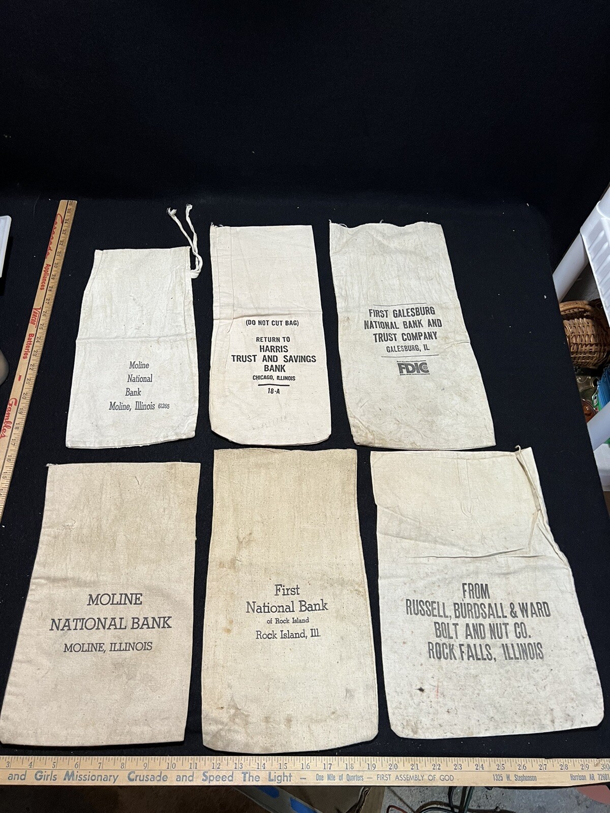 vintage-bank-coin-bags-lot-of-6-state-of-illinois-lot-various-banks
