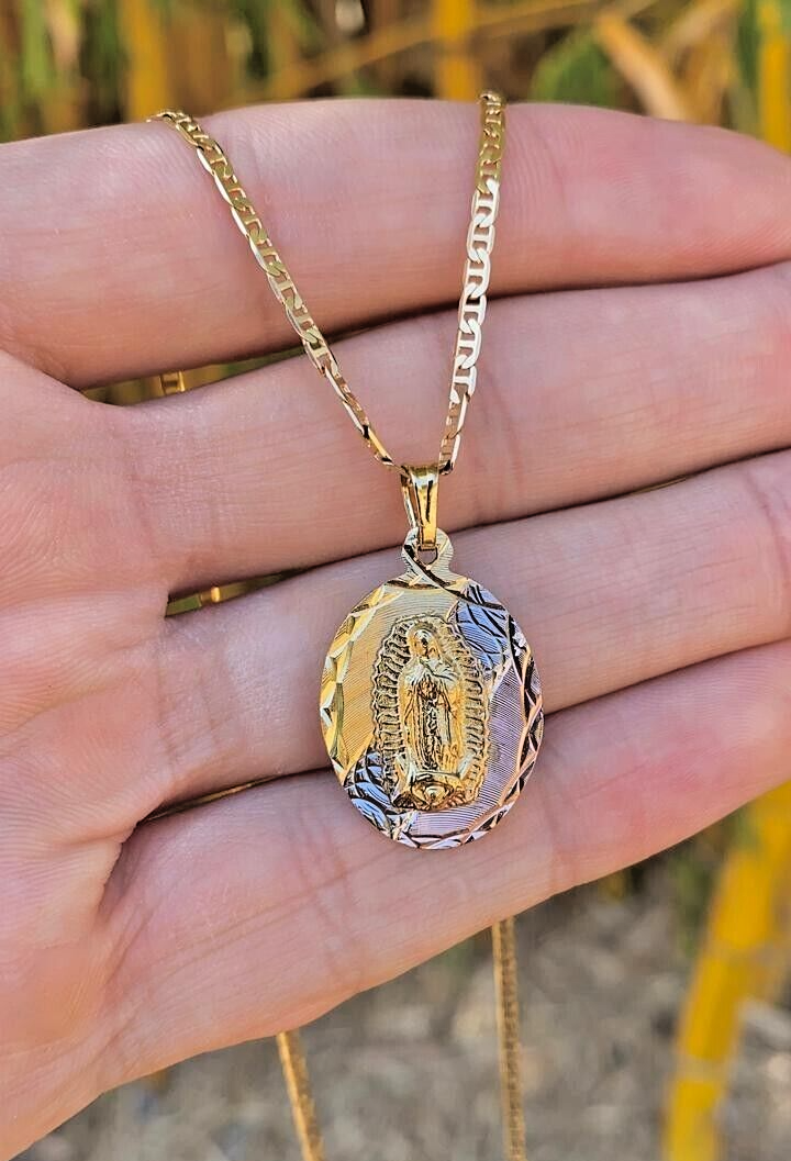 Virgen De Guadalupe Necklace Mariner Chain 24