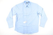 VAN HEUSEN LIGHT BLUE XL REGULAR FIT WRINKLE FREE BUTTON FRONT SHIRT MENS DEFECT