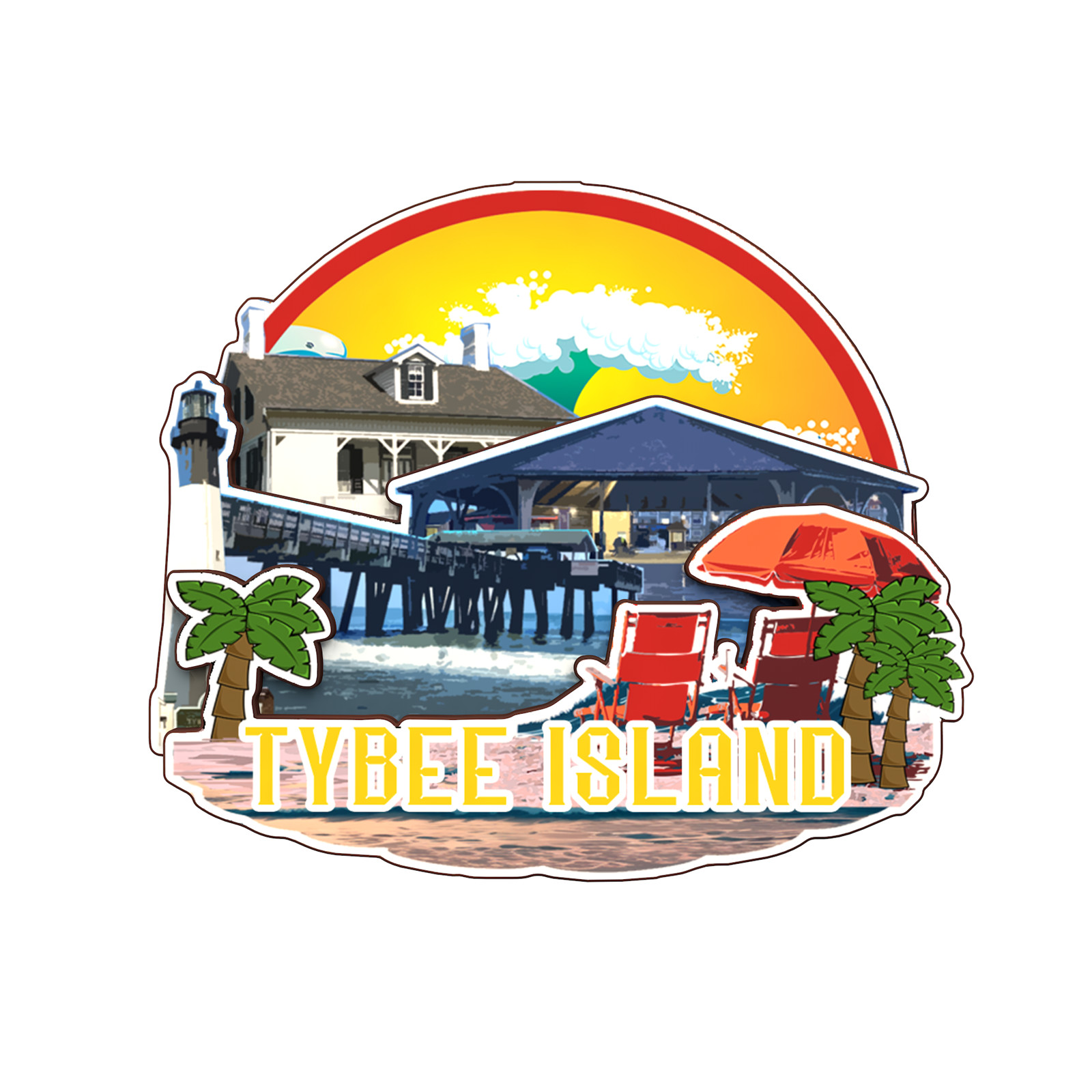 Tybee Island Georgia USA Refrigerator magnet 3D travel souvenirs wood