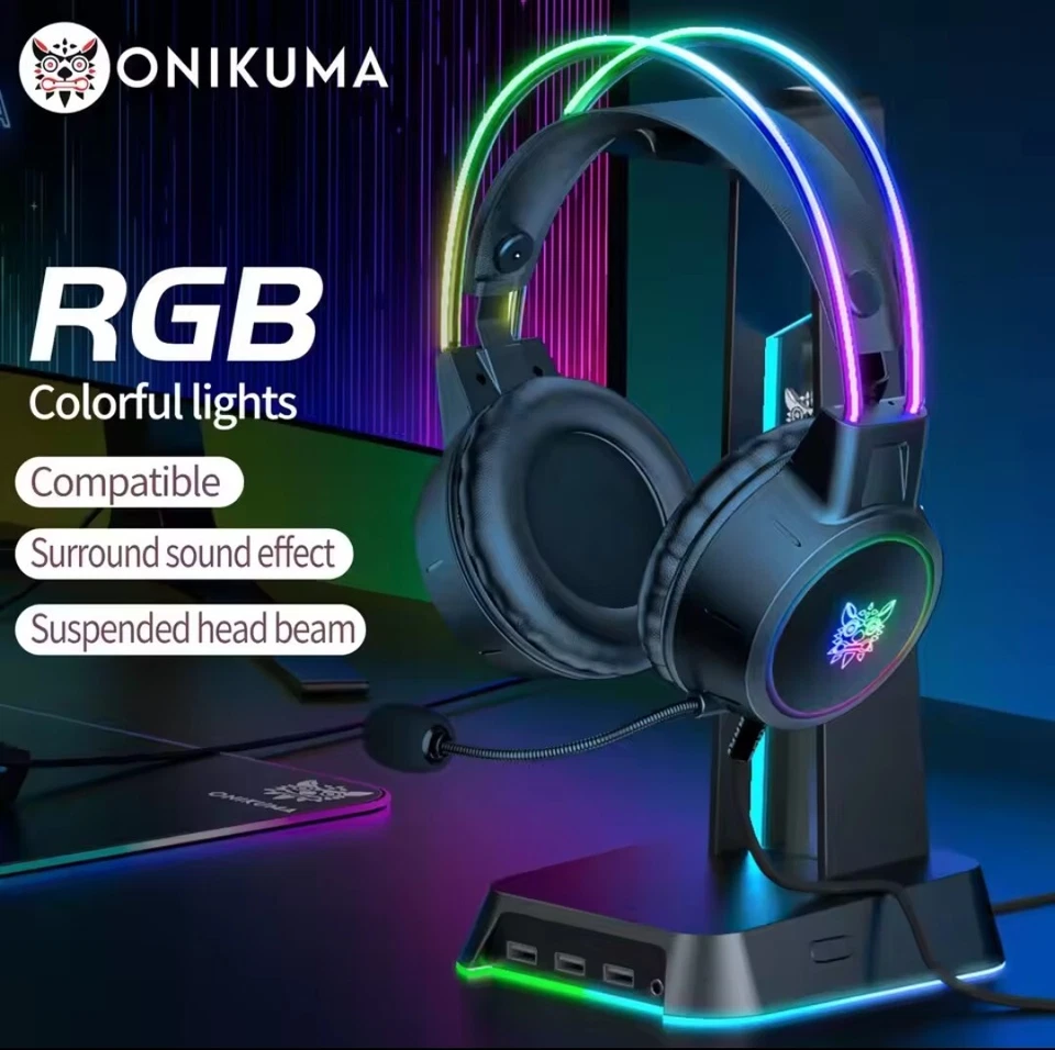 Qonikuma Gaming Headset with RGB Lights, Detachable Cat Ears and much more! - Image 2 of 4