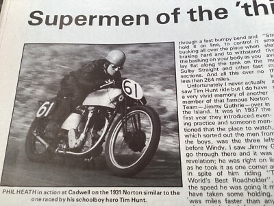 Tim Hunt Tt Rider TIM HUNT MOTORCYCLE ARTICLE. | eBay