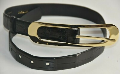 $1690 NEW Oscar de la Renta ALLIGATOR CROCODILE Oval Belt  display picture 1