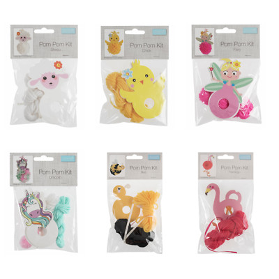 Trimits PomPom Maker Set Kinder Basteln Weihnachten Ostern: Küken/Schaf/Einhorn/Fee