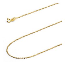 Wellingsale 14k Yellow Gold Solid 1.2mm Side Rolo Chain Necklace