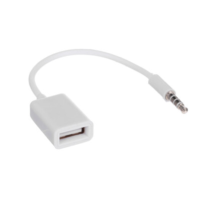 Male Car AUX Audio Jack to USB 2.0 Female  Converter Cord OTG Cable W6P2