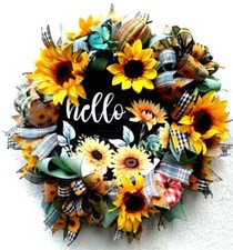 Fall Wreath, Sunflower Wreath, Pumpkin Wreath, Fall Hello Wreath, Door Decor.