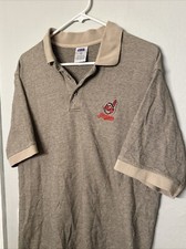 Vintage Cleveland Indians Polo CSA Blue Men  s Tan Chief Wahoo Size Large
