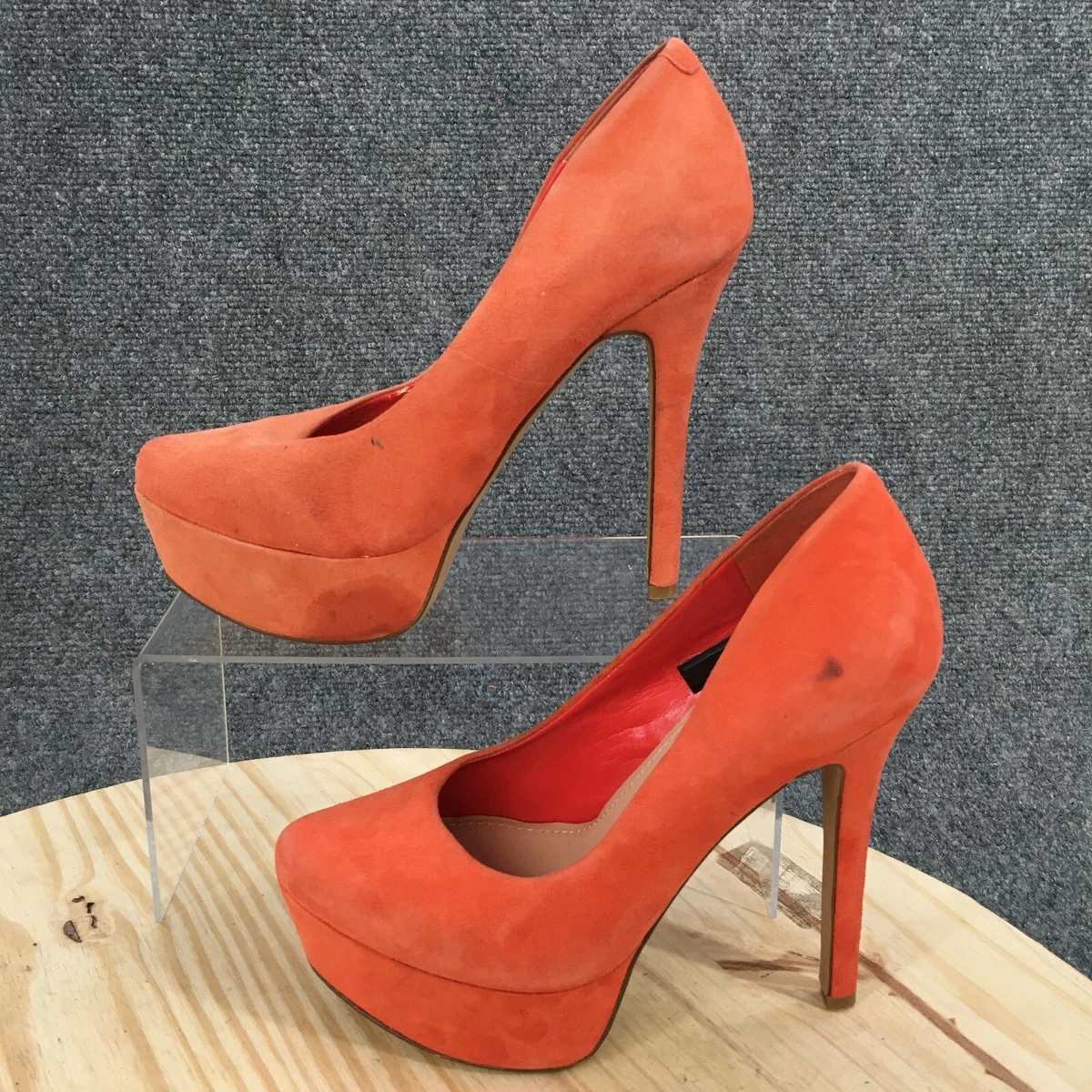 Jessica Simpson Heels Womens 6 B Waleo Platform Pumps Orange Suede