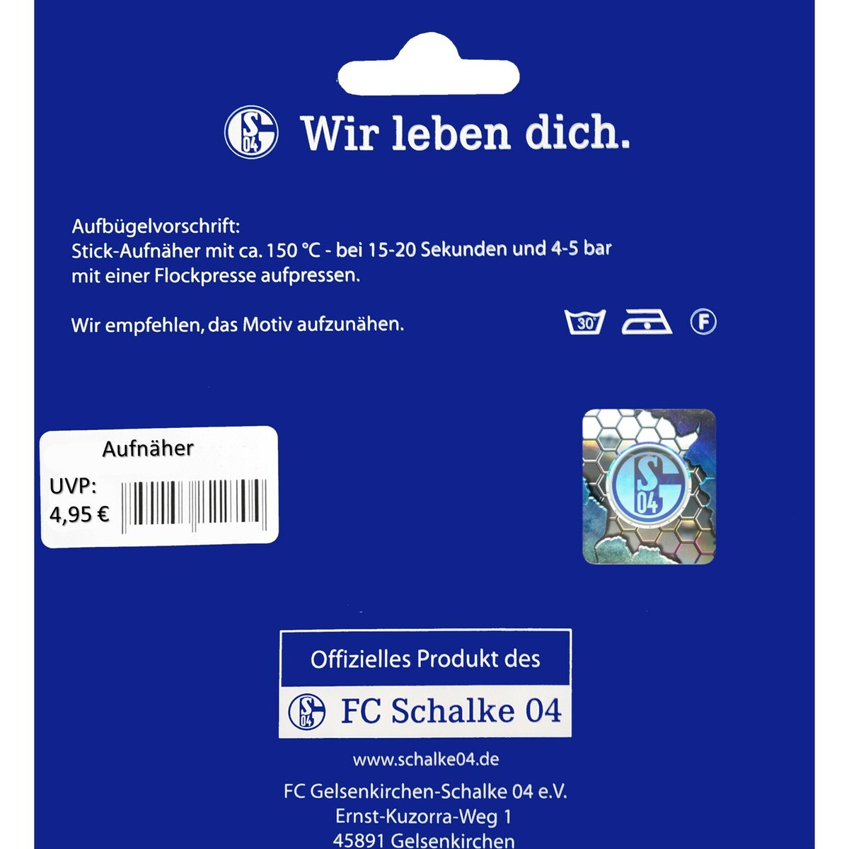 FC Schalke 04 Aufnäher '1000 Freunde' – Patch/Aufbügler, Ca. 7.5 X 9.7 Cm, Blau/weiß, Mit Lesezeichen