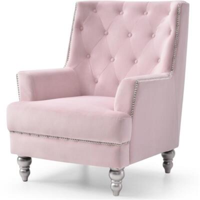 Glory Furniture Pamona Velvet Chair in Pink