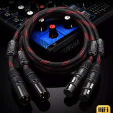 Pair 3Pin OFC Pure Copper XLR Cable 6N HIFI Audio Signal Male To Female Lines 