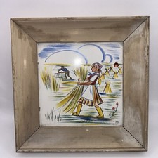 Vintage Mosaic Framed Square Tile Trivet all Hanging Made in USA 8.5โ Signed