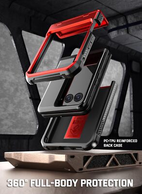 Poetic Spartan Case For Moto Razr + Plus 2023 Kickstand Hybrid Cover Red