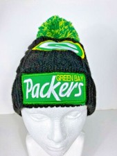 NFL Football Green Bay Team Knit Pom Kids/Boys Beanie Black Embroidered