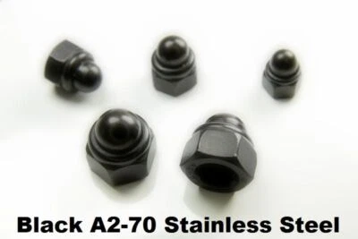 CARBOLTS A2-70 BLACK Stainless Steel Domed Nyloc Nuts Nylon Insert Nylock Dome Nut DIN986