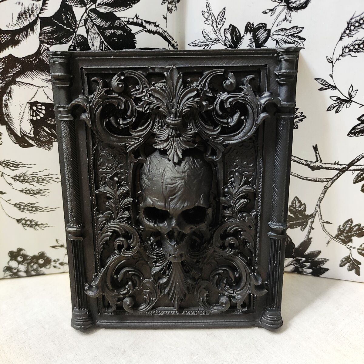 Vintage Style Art Picture Crow Skull Gothic Bones Wall 