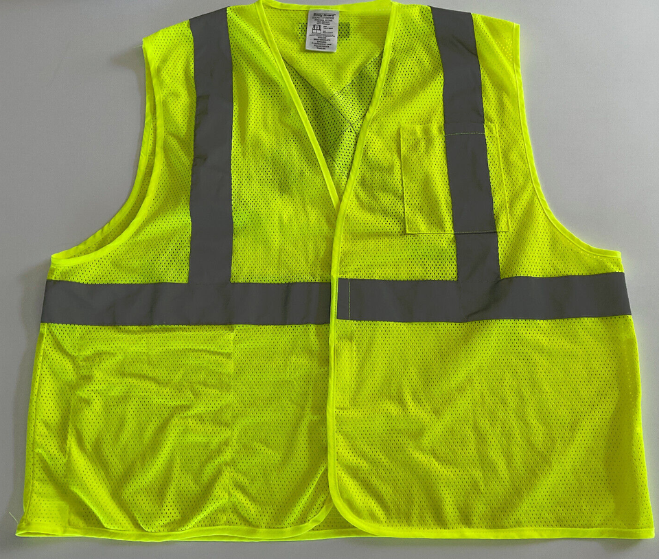 Body Guard Safety Gear VEST Size L/XL Fluorescent Lime Pockets Class 2