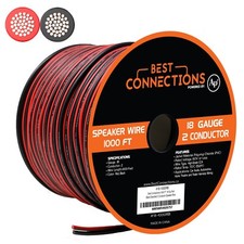 Audiopipe CABLE18BLACK Speaker Cable 18 Ga. 1000 Audiopipe; Red  Black Bonded