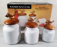 Kamenstein  Kitchen Counter Canister Set 3 Piece Ceramic White Dry Food Storage