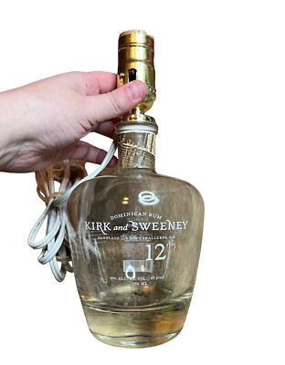 KIRK & SWEENEY 12 Year Dominican Rum Bottle Glass EMPTY Repurposed Accent Lamp