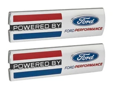Mustang "Powered By Ford Performance" 5.5" Emblems Fender Badges Chrome - Pair