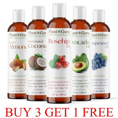 #ad 8 oz. Carrier Oil 100% Pure Natural Cold Pressed For Skin Hair Growth Massage $11.45