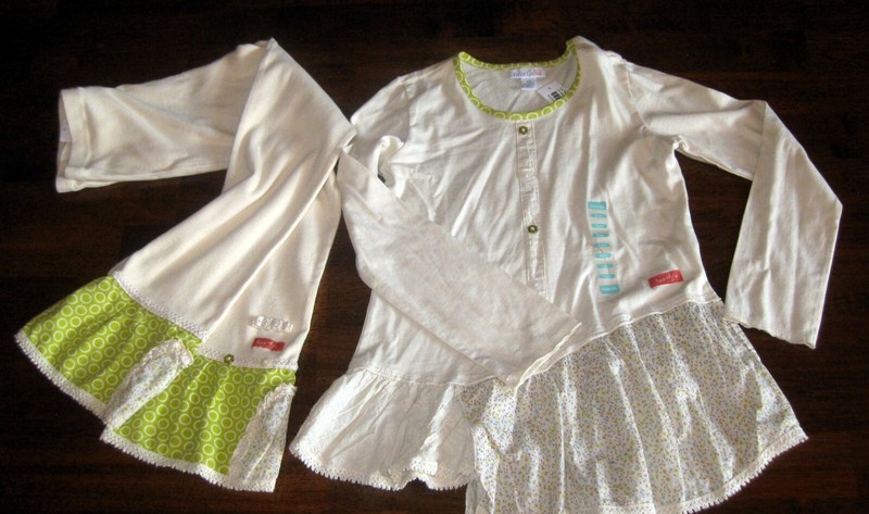 NWT NAARTJIE CREAM /IVORY FLORAL RUFFLE LACE TOP TUNIC & LEGGINGS SET SIZE XXL 8